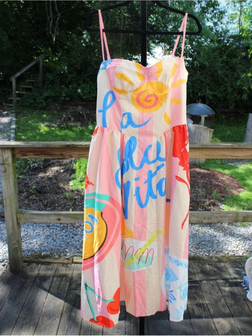 Nice To Meet You La Dolce Vita Midi Dress L | Italian Summer Print fits like M